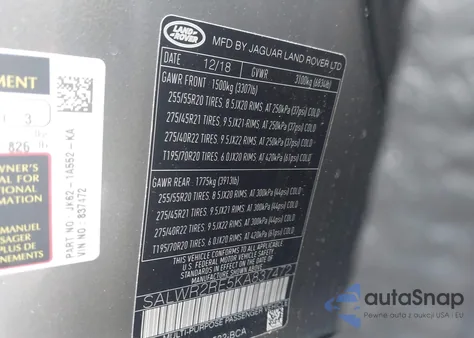 2019 Land Rover Range Rover Sport Supercharged Dynamic из США, поврежденный, VIN SALWR2RE5KA837472